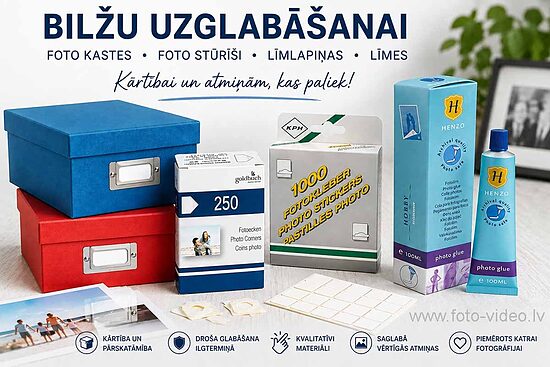 Foto stūrīši, foto līme, bilžu kastes.