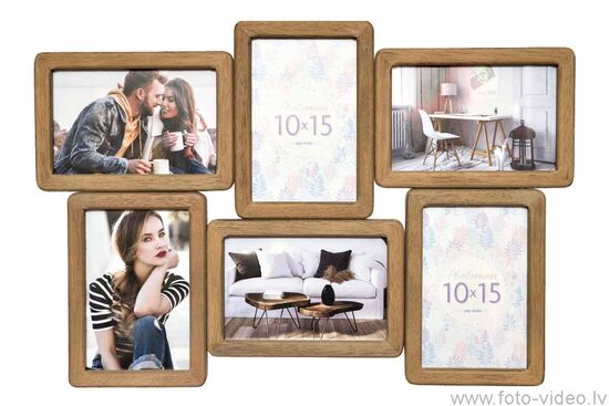 Koka foto rāmis kolāžai (6x 10x15 cm)