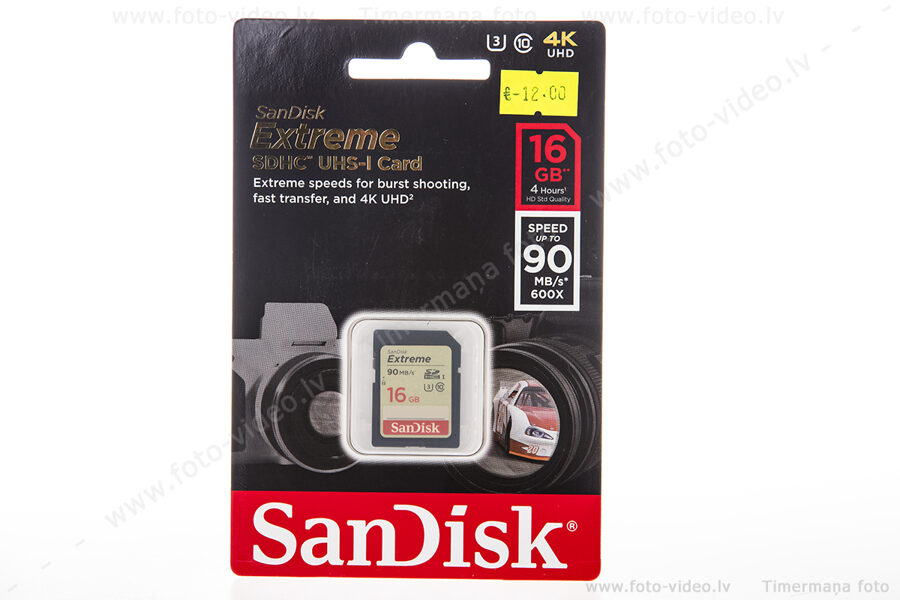 SDHC 16GB Sandisk Extreme, speed up to 90 MB/s 600x